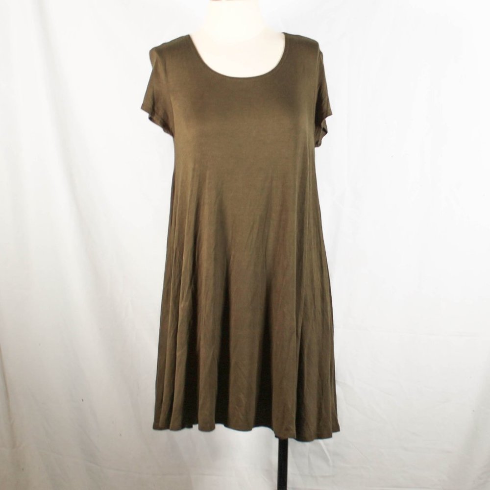 NWT Olive Green Mini T Shirt Dress Comfy Casual Simplistic Minimalist Spring